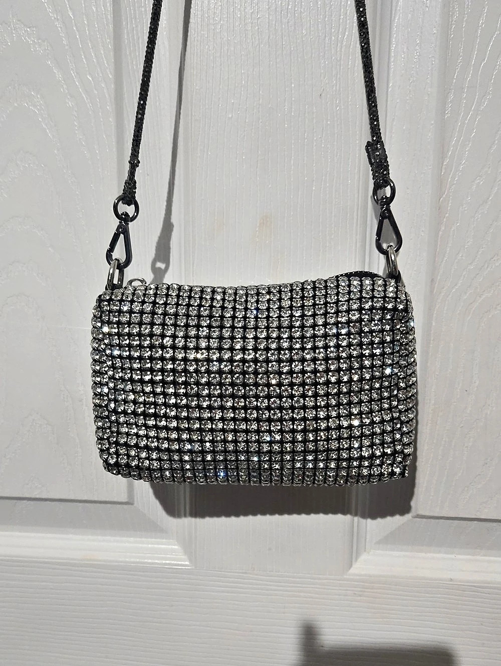 Rhinestone Shoulder Bag in Black & Silver Like New